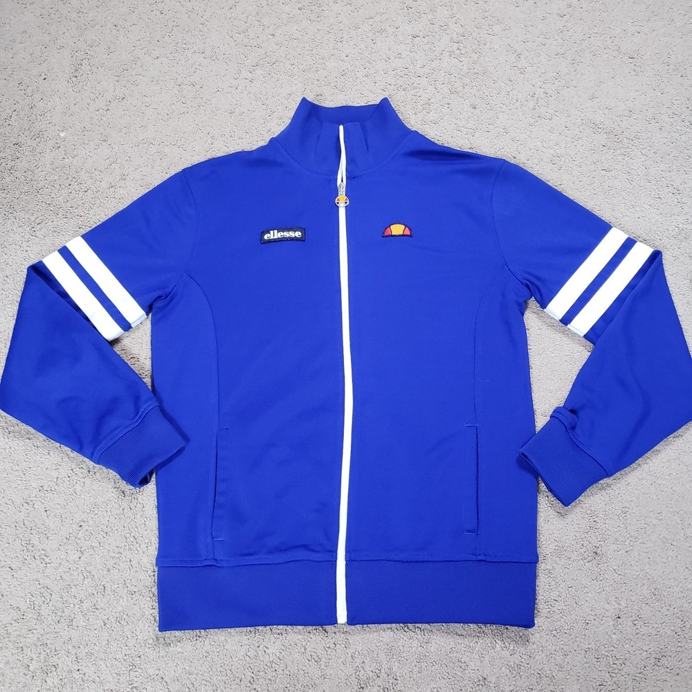 Ellesse Roma Track Top Jacket Blue White Medium Retro 80s Casuals Vintage